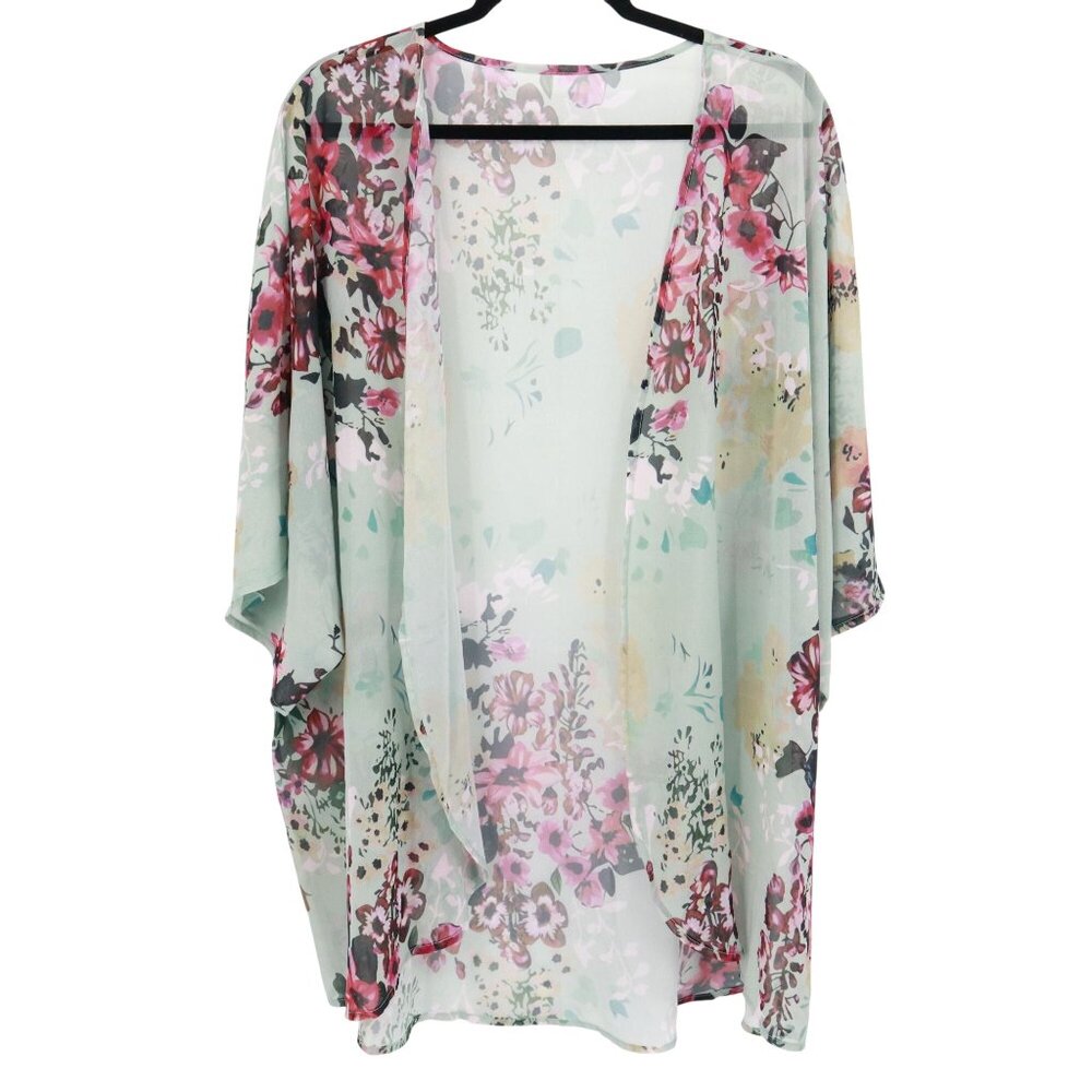 Kimono Cardigan Womens 3XL Green Boho Feminine Romantic‎ Delicate Ethereal Beach